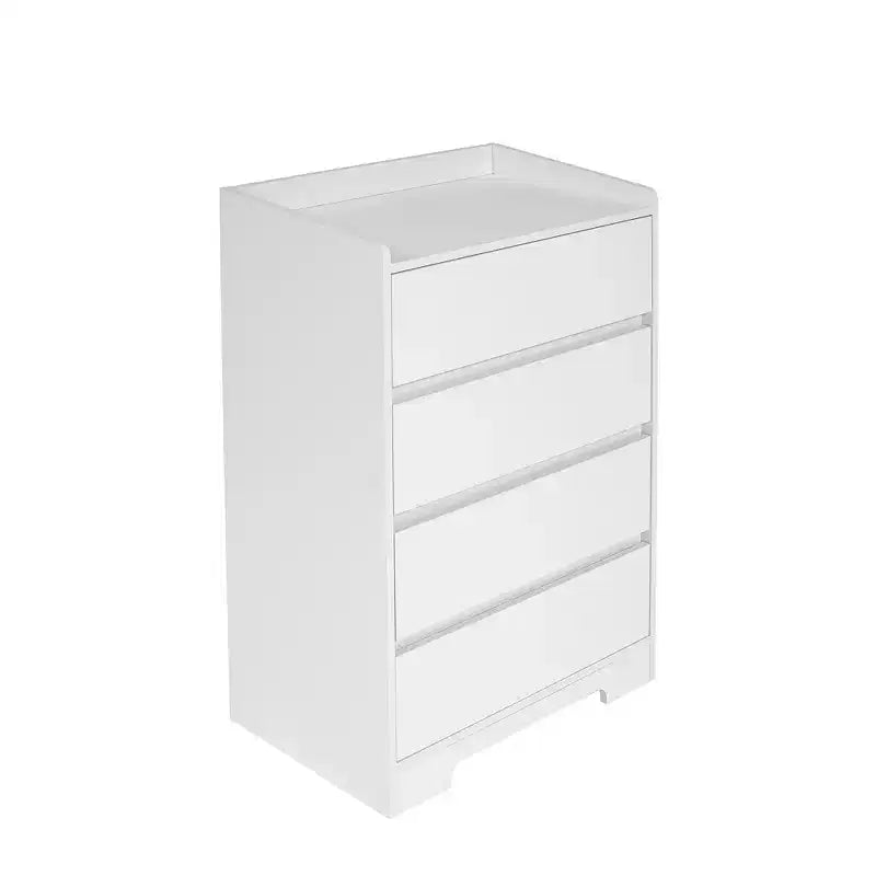 JVNOXK Cassettiera Moderna in Legno a Quattro Cassetti, Cassetti Senza Maniglia, 100% Impermeabile, Struttura Robusta, Adatta per Soggiorno, Camera da Letto, Bianca