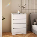 JVNOXK Cassettiera Moderna in Legno a Quattro Cassetti, Cassetti Senza Maniglia, 100% Impermeabile, Struttura Robusta, Adatta per Soggiorno, Camera da Letto, Bianca