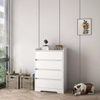 JVNOXK Cassettiera Moderna in Legno a Quattro Cassetti, Cassetti Senza Maniglia, 100% Impermeabile, Struttura Robusta, Adatta per Soggiorno, Camera da Letto, Bianca
