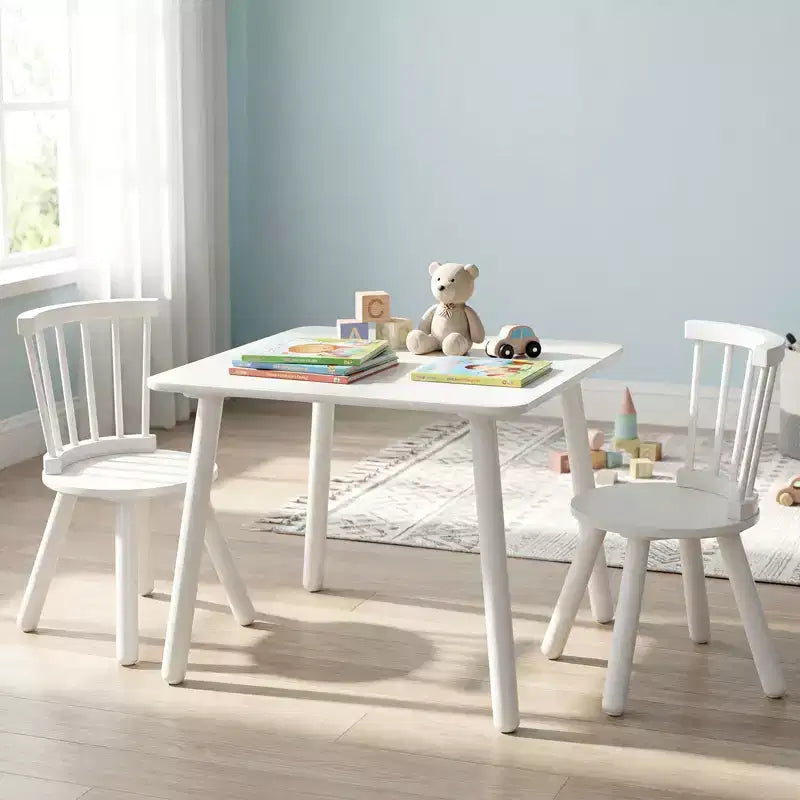 Costway Set 3 Mobili per Bambini con Struttura in Legno di Pino, Schienale Curvo e Sedili Rotondi per Giocare