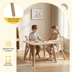 Costway Set 3 Mobili per Bambini con Struttura in Legno di Pino, Schienale Curvo e Sedili Rotondi per Giocare