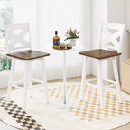 Set di 4 sgabelli da bar girevoli Costway da 29'' con schienale, sedile ampio e poggiapiedi per isola cucina