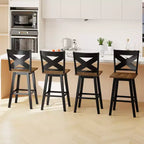 Set di 4 sgabelli da bar girevoli Costway da 29'' con schienale, sedile ampio e poggiapiedi per isola cucina