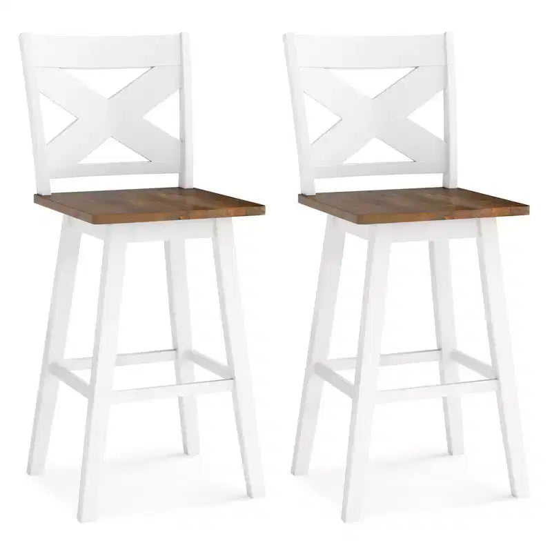 Set di 4 sgabelli da bar girevoli Costway da 29'' con schienale, sedile ampio e poggiapiedi per isola cucina