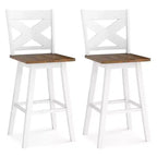 Set di 4 sgabelli da bar girevoli Costway da 29'' con schienale, sedile ampio e poggiapiedi per isola cucina