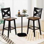 Set di 4 sgabelli da bar girevoli Costway da 29'' con schienale, sedile ampio e poggiapiedi per isola cucina