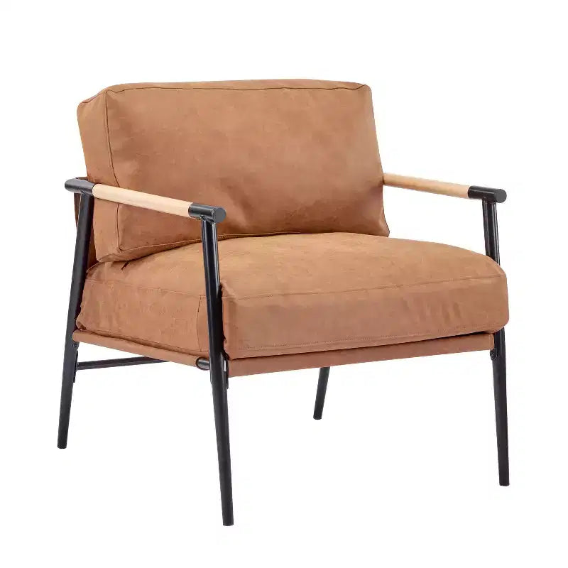 Poltrona moderna da 70 cm con cuscini morbidi, struttura minimalista in metallo, per sedute accoglienti