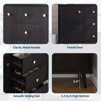 Mobile credenza buffet scanalato da 47,2 W, 3 cassetti, 2 ante e 2 ripiani regolabili, porta TV moderno di metà secolo per soggiorno