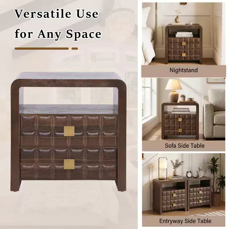 Christopher Knight Home Salome Comodino moderno con 2 cassetti e 1 ripiano aperto