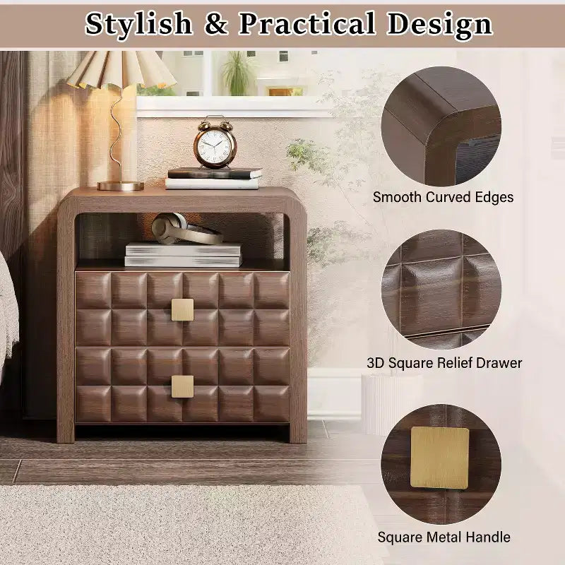 Christopher Knight Home Salome Comodino moderno con 2 cassetti e 1 ripiano aperto