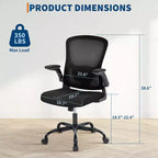 Sedia da Ufficio Ergonomica in Rete, Supporto Lombare Regolabile, Braccioli Ribaltabili, Sedia da Scrivania Girevole con Schienale Alto, Comoda Sedia Direzionale/Operativa con Ruote