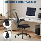 Sedia da Ufficio Ergonomica in Rete, Supporto Lombare Regolabile, Braccioli Ribaltabili, Sedia da Scrivania Girevole con Schienale Alto, Comoda Sedia Direzionale/Operativa con Ruote