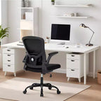 Sedia da Ufficio Ergonomica in Rete, Supporto Lombare Regolabile, Braccioli Ribaltabili, Sedia da Scrivania Girevole con Schienale Alto, Comoda Sedia Direzionale/Operativa con Ruote