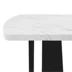 63 Tavolo da pranzo moderno effetto marmo con gambe geometriche e struttura robusta