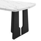 63 Tavolo da pranzo moderno effetto marmo con gambe geometriche e struttura robusta
