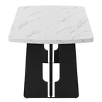 63 Tavolo da pranzo moderno effetto marmo con gambe geometriche e struttura robusta