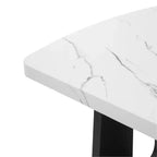 63 Tavolo da pranzo moderno effetto marmo con gambe geometriche e struttura robusta
