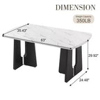 63 Tavolo da pranzo moderno effetto marmo con gambe geometriche e struttura robusta