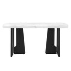 63 Tavolo da pranzo moderno effetto marmo con gambe geometriche e struttura robusta
