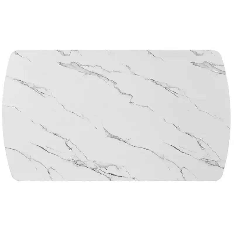 63 Tavolo da pranzo moderno effetto marmo con gambe geometriche e struttura robusta
