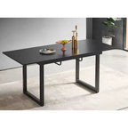 Square Extendable Dining Table with Metal Leg and MDF Top, Modern Space-Saving Design for Kitchen or Living Room