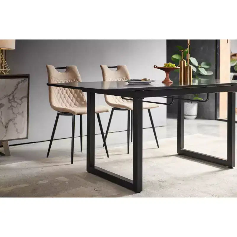 Tavolo da pranzo quadrato allungabile con gambe in metallo e piano in MDF, design moderno salvaspazio per cucina o soggiorno