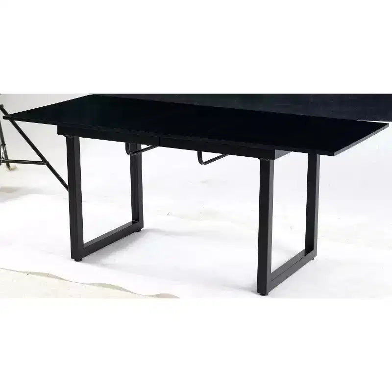 Tavolo da pranzo quadrato allungabile con gambe in metallo e piano in MDF, design moderno salvaspazio per cucina o soggiorno