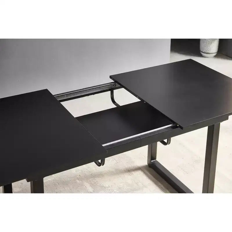 Tavolo da pranzo quadrato allungabile con gambe in metallo e piano in MDF, design moderno salvaspazio per cucina o soggiorno