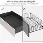 Struttura letto con 4 cassetti contenitore, piattaforma imbottita in velluto, supporto da 450 kg, beige, UNA PIAZZA E MEZZA