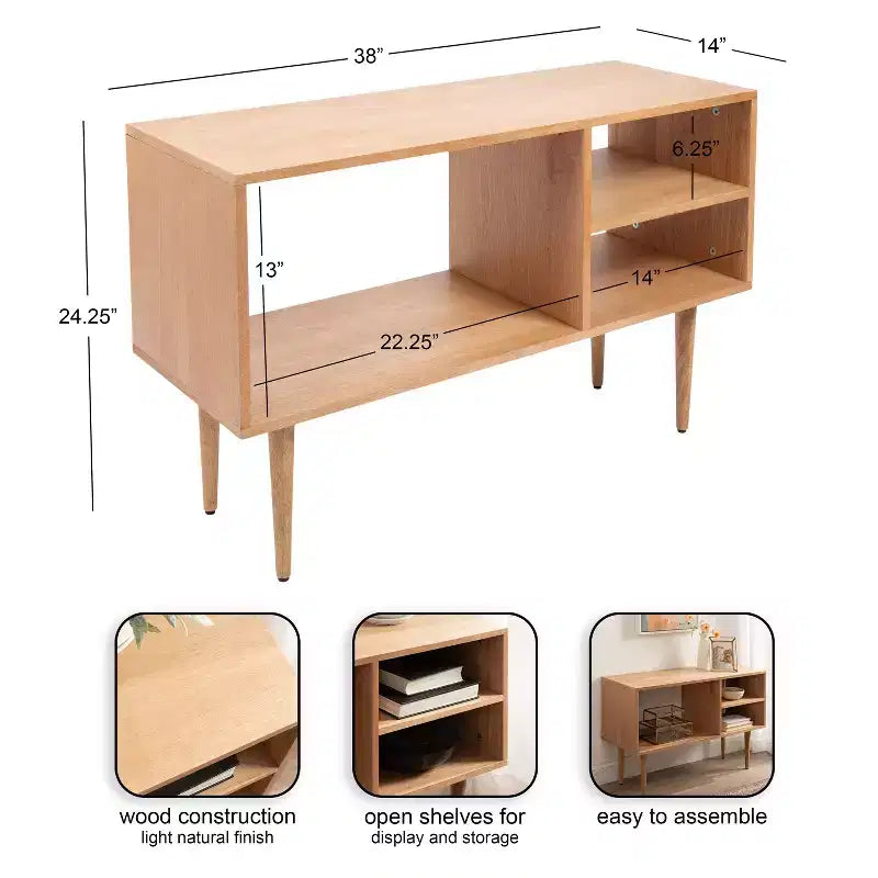Tavolo consolle in legno Kate and Laurel Locklear, 38x14x25, Naturale