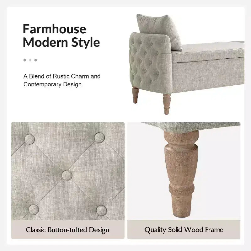 Panca Pete Farmhouse con trapuntatura capitonné|HULALA HOME-BURN-BRICK
