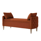Pete Farmhouse Bench with Button-tufted|HULALA HOME-BURN-BRICK
