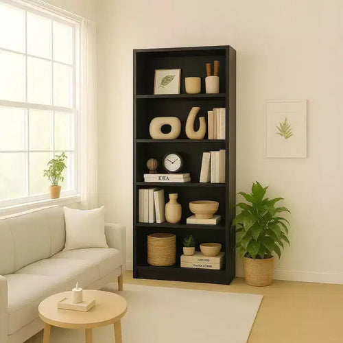 5 Tier Bookshelf Storage Cabinet - 5 Shelf Open Bookcase with Anti-Tip Safety Kit for Living Room, Home Office & Bedroom