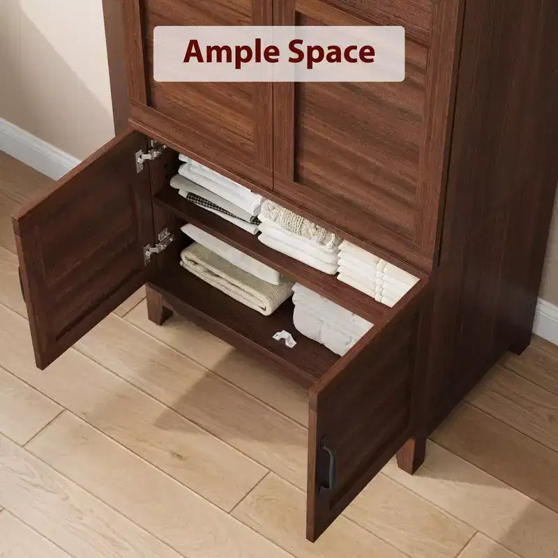 Armadio indipendente in legno da 72 pollici, armadio guardaroba a 4 ante con asta appendiabiti e 18 ripiani regolabili, armadio alto per la camera da letto