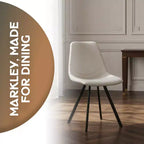 Sedia da pranzo moderna in pelle LeisureMod Markley con sedile imbottito e gambe in metallo, design elegante per cucina, sala da pranzo, ufficio, salotto o bar