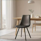 Sedia da pranzo moderna in pelle LeisureMod Markley con sedile imbottito e gambe in metallo, design elegante per cucina, sala da pranzo, ufficio, salotto o bar