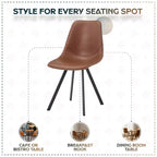 Sedia da pranzo moderna in pelle LeisureMod Markley con sedile imbottito e gambe in metallo, design elegante per cucina, sala da pranzo, ufficio, salotto o bar
