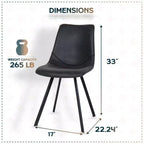 Sedia da pranzo moderna in pelle LeisureMod Markley con sedile imbottito e gambe in metallo, design elegante per cucina, sala da pranzo, ufficio, salotto o bar