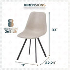 Sedia da pranzo moderna in pelle LeisureMod Markley con sedile imbottito e gambe in metallo, design elegante per cucina, sala da pranzo, ufficio, salotto o bar