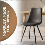 Sedia da pranzo moderna in pelle LeisureMod Markley con sedile imbottito e gambe in metallo, design elegante per cucina, sala da pranzo, ufficio, salotto o bar