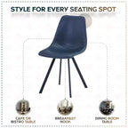 Sedia da pranzo moderna in pelle LeisureMod Markley con sedile imbottito e gambe in metallo, design elegante per cucina, sala da pranzo, ufficio, salotto o bar
