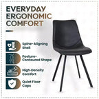 Sedia da pranzo moderna in pelle LeisureMod Markley con sedile imbottito e gambe in metallo, design elegante per cucina, sala da pranzo, ufficio, salotto o bar