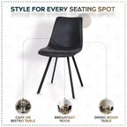 Sedia da pranzo moderna in pelle LeisureMod Markley con sedile imbottito e gambe in metallo, design elegante per cucina, sala da pranzo, ufficio, salotto o bar