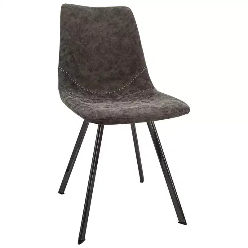 Sedia da pranzo moderna in pelle LeisureMod Markley con sedile imbottito e gambe in metallo, design elegante per cucina, sala da pranzo, ufficio, salotto o bar