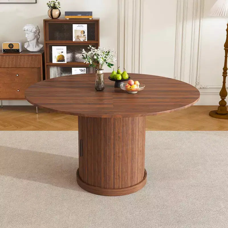 Tavolo da pranzo ovale allungabile JVNOXK da 150 cm con piano portaoggetti a due livelli, per 4-6 persone, base inclusa, adatto per sale da pranzo e soggiorni, color noce