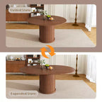 Tavolo da pranzo ovale allungabile JVNOXK da 150 cm con piano portaoggetti a due livelli, per 4-6 persone, base inclusa, adatto per sale da pranzo e soggiorni, color noce