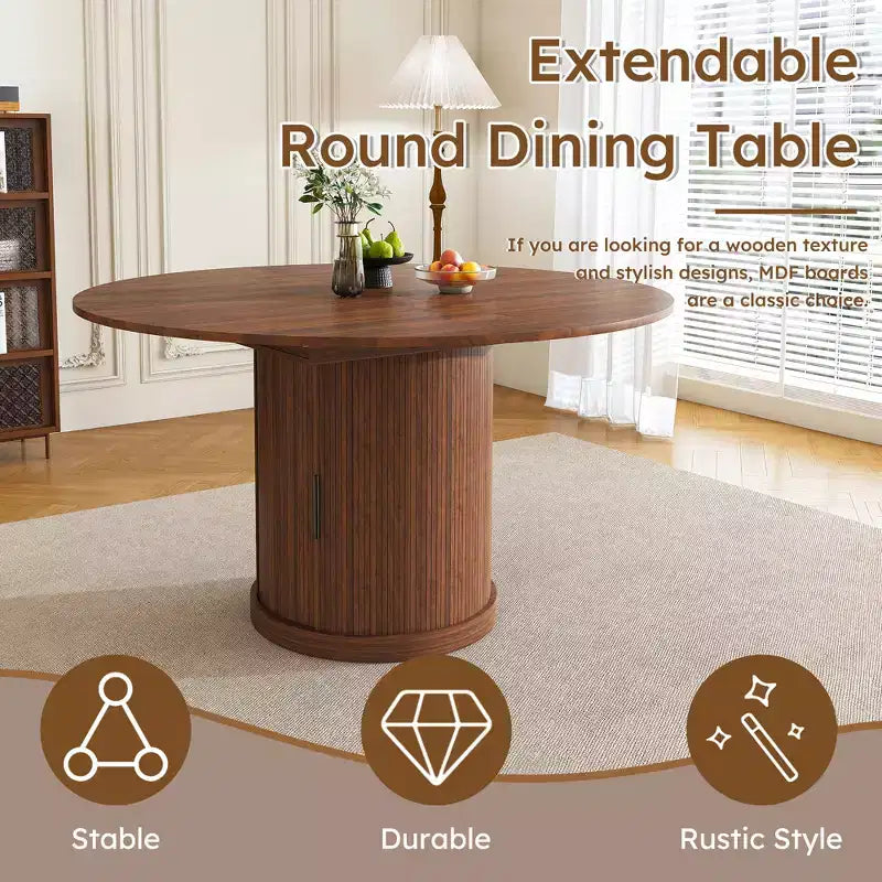 Tavolo da pranzo ovale allungabile JVNOXK da 150 cm con piano portaoggetti a due livelli, per 4-6 persone, base inclusa, adatto per sale da pranzo e soggiorni, color noce