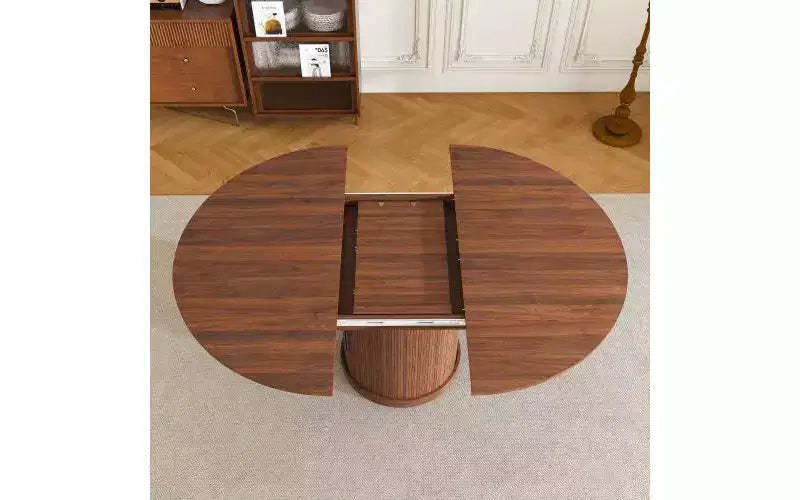Tavolo da pranzo ovale allungabile JVNOXK da 150 cm con piano portaoggetti a due livelli, per 4-6 persone, base inclusa, adatto per sale da pranzo e soggiorni, color noce