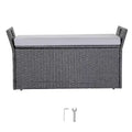 VEVOR Outdoor Storage Bench, 2-Person PE Rattan Storage Bench, 40 Gal Deck Box with Cushion & Side Handle, Supports up to 400 lbs, Grey
