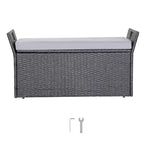 VEVOR Outdoor Storage Bench, 2-Person PE Rattan Storage Bench, 40 Gal Deck Box with Cushion & Side Handle, Supports up to 400 lbs, Grey